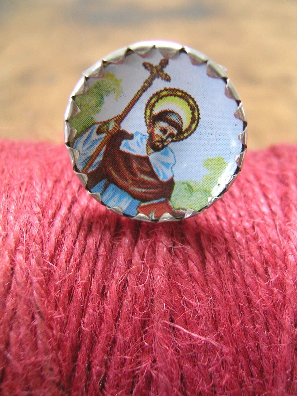 Ring, recycled tin, silver. Saint.