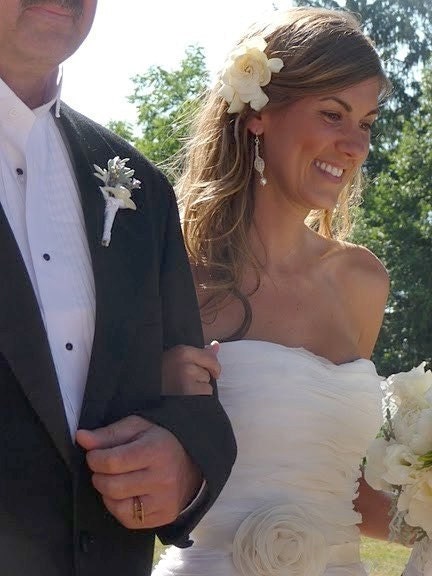 Bridal chandelier earrings drop  with a hanging fresh water pearl, unique bridal jewelry