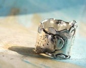 Wide Silver Ring, Solid Silver Free Spirit Ring, Eco Friendly Jewelry, Rustic Hand Made Jewelry, Fine Silver Ring, 4 5 6 7 8 9 10 11 12 13