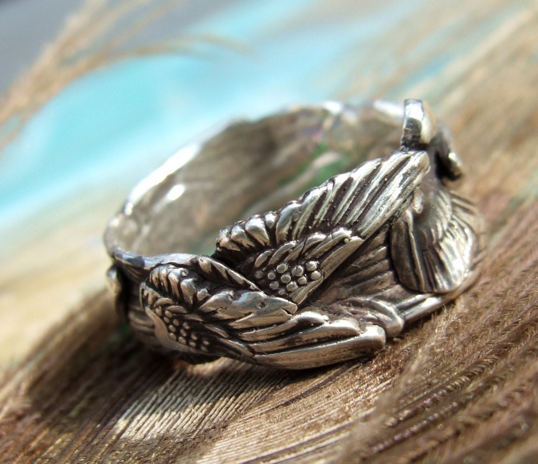 Bird Wings Silver Ring, Silver SurvivorJewelry, Silver Memorial Ring, Fine Silver Jewelry, In Memoriam Jewelry, Personalized Sympathy Gift