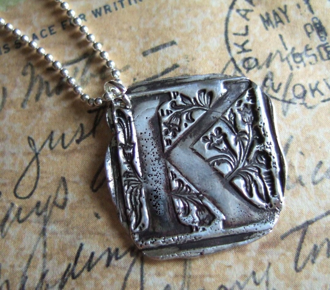 Birthday Gift Jewelry, Monogram Necklace, Silver Initial Jewelry, Custom Letter in Eco Friendly Recycled Silver with Sterling Silver Chain