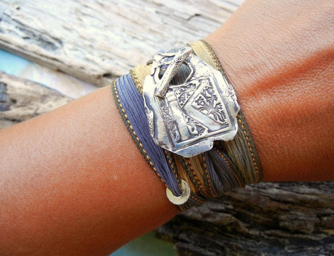 ID Bracelet, Silver Jewelry, Silver ID Bracelet, Recycled Silver Monogram Bracelet, Eco Friendly Jewelry, Wrap Bracelet, Eco Friendly Gift