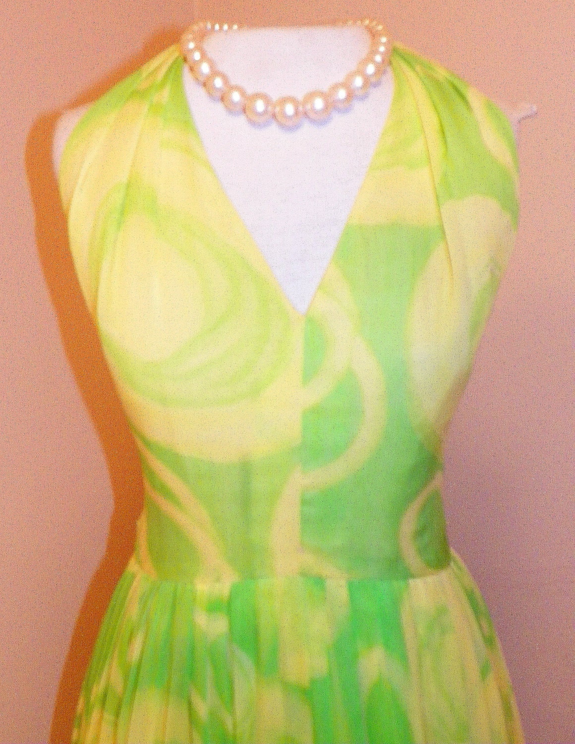 1960's Ombre Tye Dye SILK CHIFFON Cocktail Halter Dress Vintage 50's 60's Mad Men MOD  Lime Yellow Designer Party Dress And Jacket Ensemble
