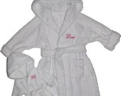Handmade Personalized Toddler / Doll Bathrobe set