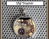 Pendant  VW TOASTER - Round Metal 1 inch Necklace Charm ... handmade Jewelry Art by Pieces Of Me Pendants