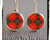 Earrings Red and Brown ARGYLE design... handmade by Pieces Of Me Pendants