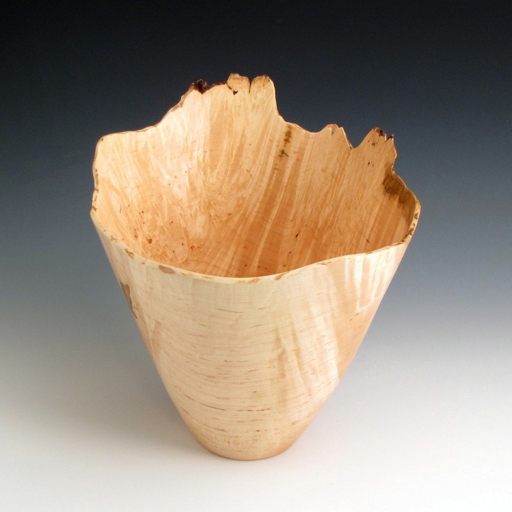 Natural Edge Maple Burl Wood Turned Bowl