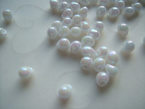 10 grams of Japanese Fringe Beads - Opaque Rainbow White Color