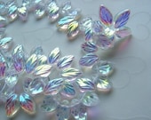 25 pieces of Czech Glass Leaf Beads in Crystal AB Color - 12x6mm