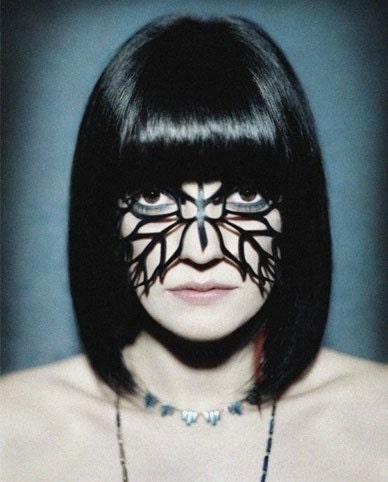 Leaf leather mask Art Nouveau in black "Lacy Leaf"