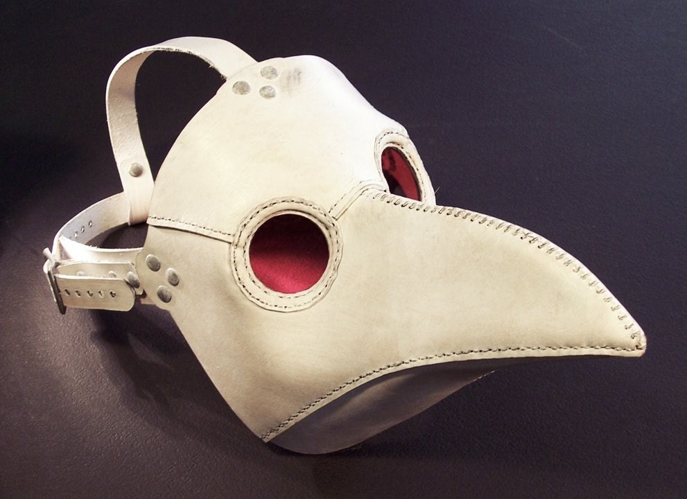 Plague Doctor's mask in white leather Classic