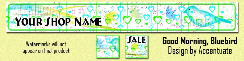 GOOD MORNING, BLUEBIRD ------ Premade Etsy Shop Banner Avatar Set - One Of A Kind (ooak) & Fabulous - by Accentuate