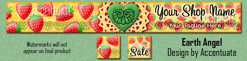 EARTH ANGEL ------ Premade Etsy Shop Banner Avatar Set - One Of A Kind (ooak) and Fabulous - by Accentuate