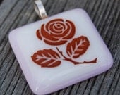 Rose Fused Glass Pendant Flower Jewelry