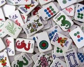 vintage game pieces - Mah jong - Chinese cardboard pics