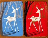 deer sweet deer - vintage playing card ephemera