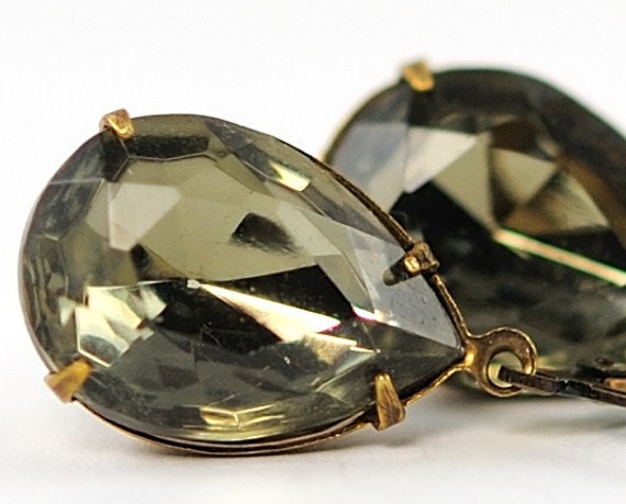 Black Diamond Earrings . Vintage Black Diamond Jewels . Sweden Earrings in Black Diamond Jewel