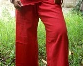 Striped RED Cotton THAI Fisherman Wrap Pants PERFECT for All Size