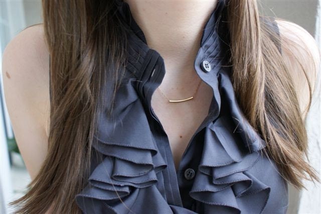 Gold Tube Necklace, Gold Bar Necklace, Thin Gold Necklace, Simple Modern Jewelry, Minimalist Jewelry