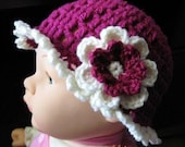Pattern in PDF -- Super Easy Pattern Crocheted Flapper/Flap beanie hat (Flapper Beanie 78) -- Newborn