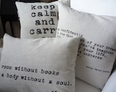 Personalized Quote Industrial Chic Cotton Throw Pillow Cover- Made to Order- Pillow Insert Not Included