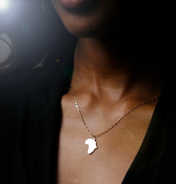 Solid 14K Gold Map of Africa Pendant or Charm