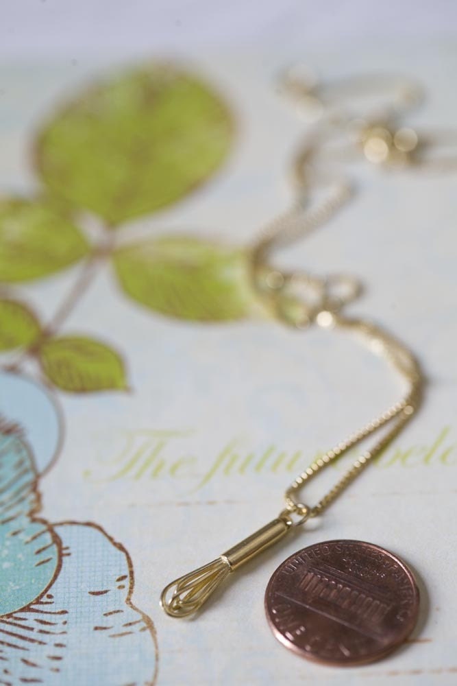 18K Gold Dipped Whisk Pendant or Charm
