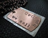 Mens Necklace Hand Stamped Jewelry Personalized Mixed Metals Dog Tag