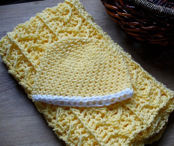 Crochet Baby Blanket - Baby Hat - Newborn - Yellow - Gift set for baby