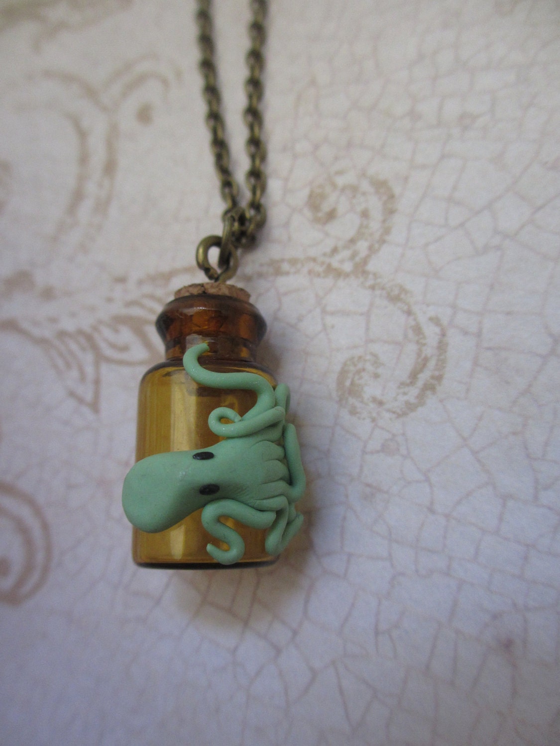 Octopus vial pendant -Green
