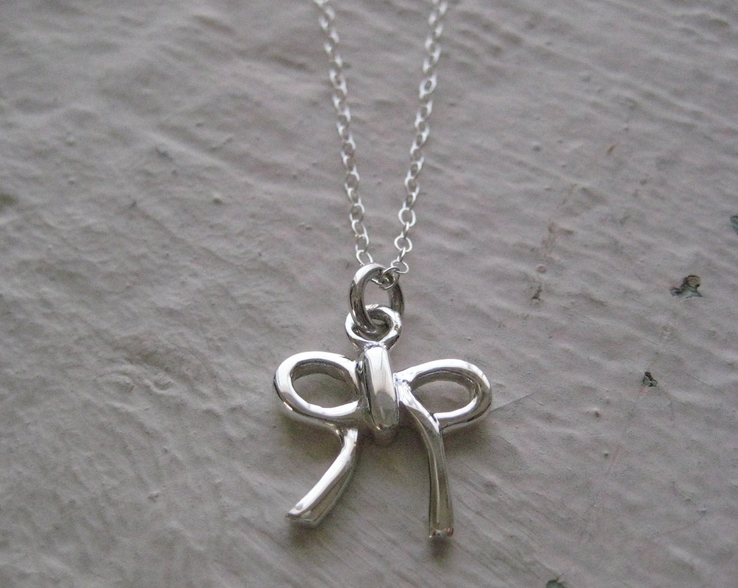 Silver Bow Necklace- Sterling Silver