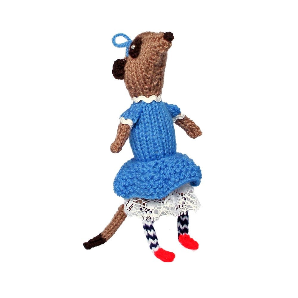 Alice in Wonderland Meerkat Handmade in UK knitted plush book character meercat