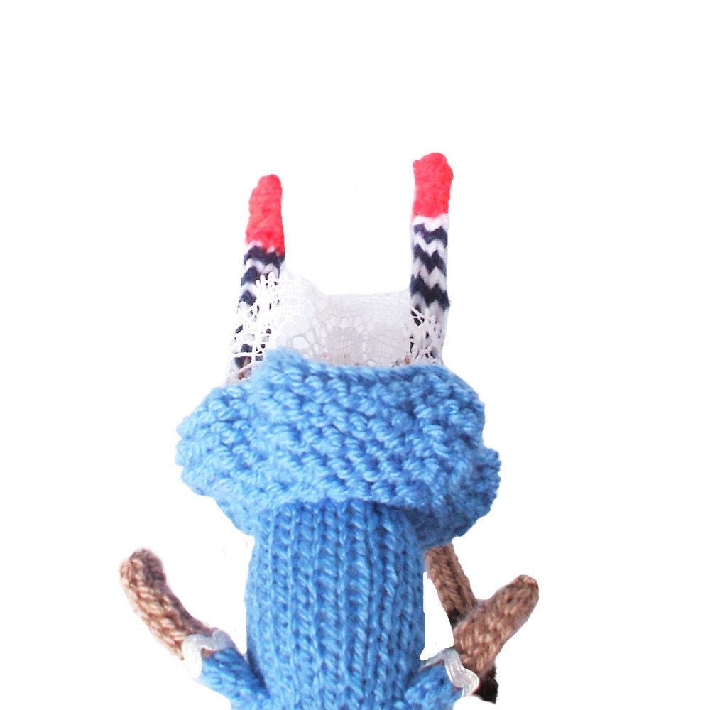 Alice in Wonderland Meerkat Handmade in UK knitted plush book character meercat