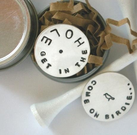 E. Ria Designs W I L L Sterling Silver Personalized Ball Marker in Gift Tin