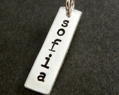 Personalized Custom Hand Stamped Bar Charm, Pendant by E. Ria Designs