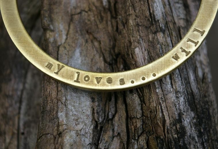 Personalized Bracelet - OCTAVIA Antiqued Brass Stamped Bracelet by E. Ria Designs