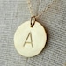 Gold Initial Necklace - DOT Simple Hand Stamped Necklace 14K Gold Filled (14k GF) by E. Ria Designs