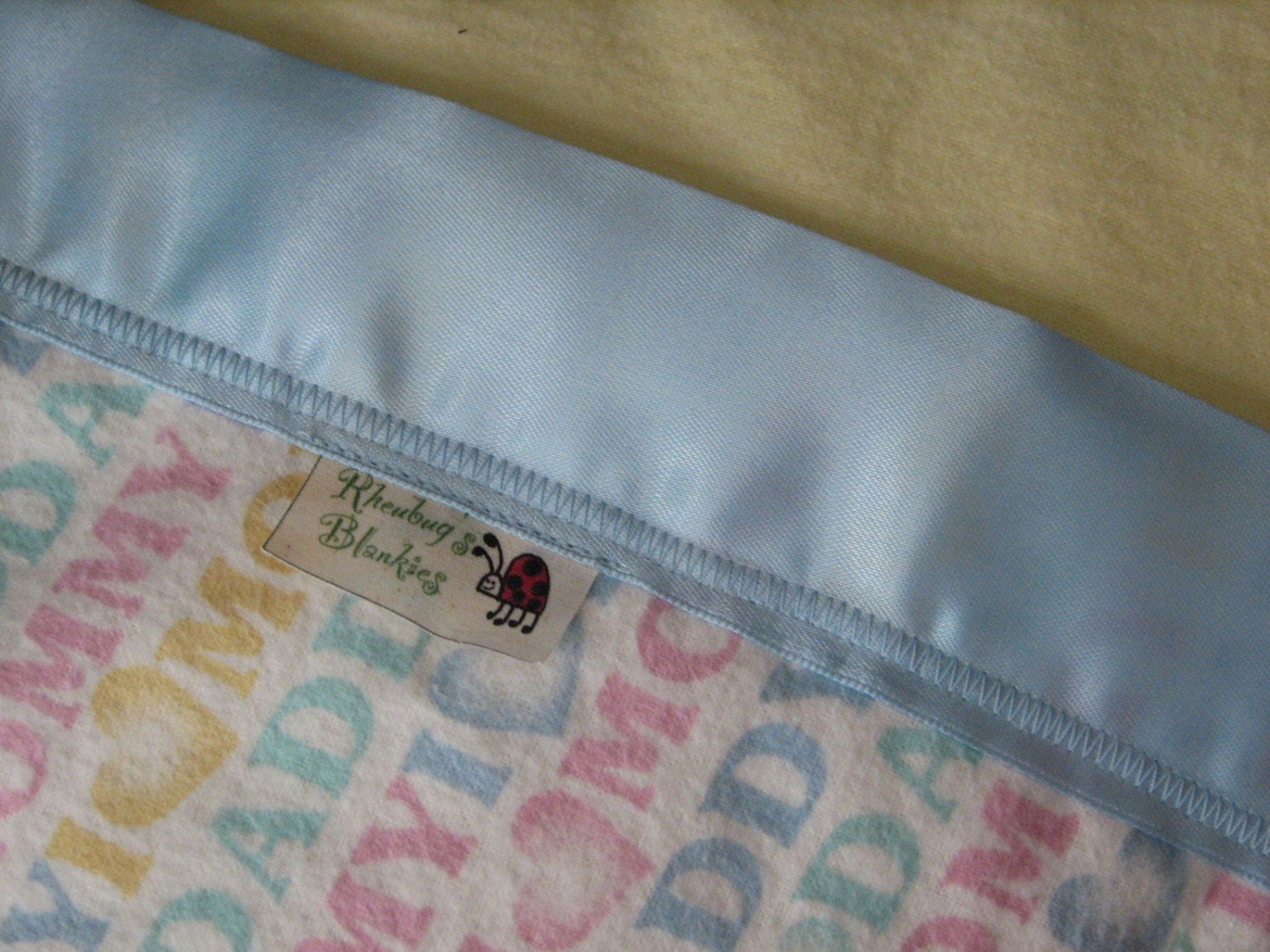 On Sale - Oversized flannel baby blanket - love mommy and daddy