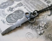 Steampunk necklace - gift for men Antique sawtooth skeleton key necklace with a black brass barn swallow for men and women