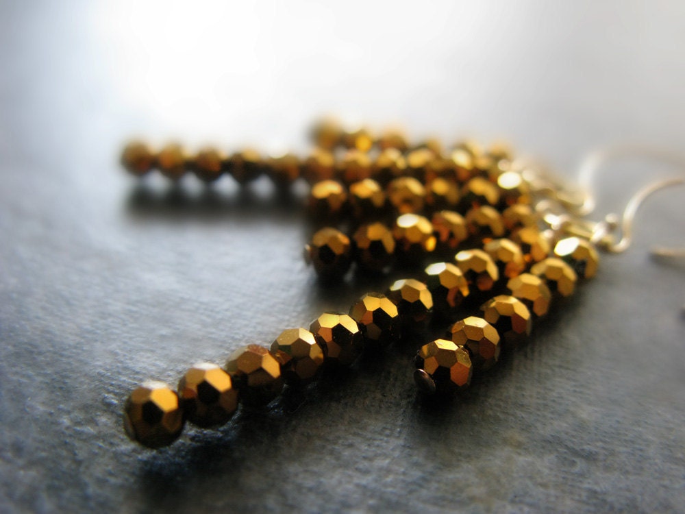 Simple earrings sparkly earrings stacked Golden rondelles tiny faceted gold rondelles sparkle earrings free shipping