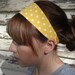 ON SALE Headband yellow and white polka dots