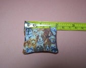 cat or dog bed /  throw pillow with lovely dog head print 12th scale miniature