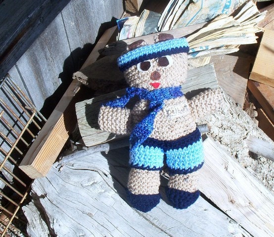 Delbert Teddy Bear Stuffed Animal Toy Hand Knit