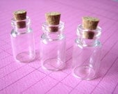 10 Glass Vials Bottles Small Jars  13 x 23mm with Corks Miniature