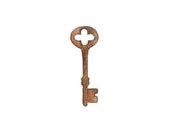 Skeleton Key Painting - Archival print of Watercolor - rusty brown, white - 4 x 4 inches