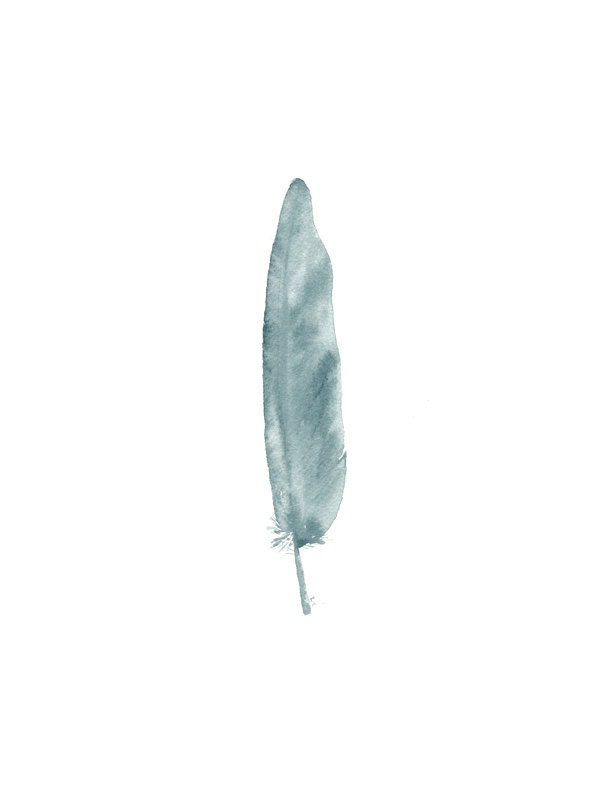Indigo Feather- archival print of watercolor painting - 5x7