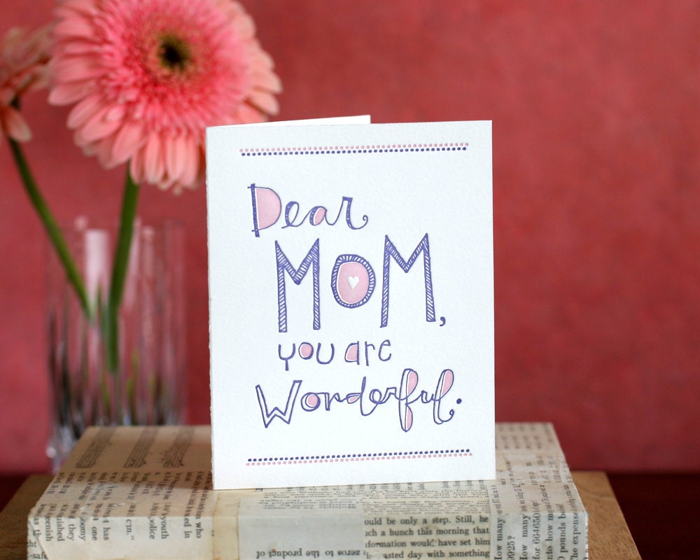 Mom You're Wonderful - letterpress card