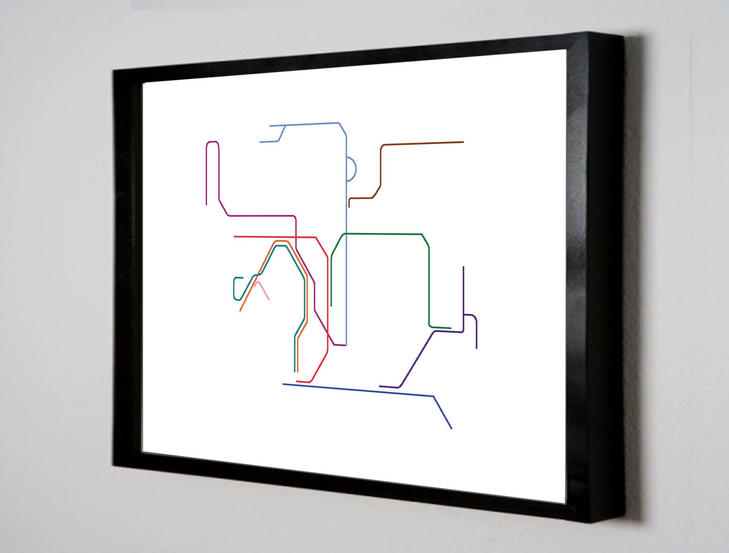 Hong Kong Subway Map ( LINE ART ) - 8.5 x 11 PRINT