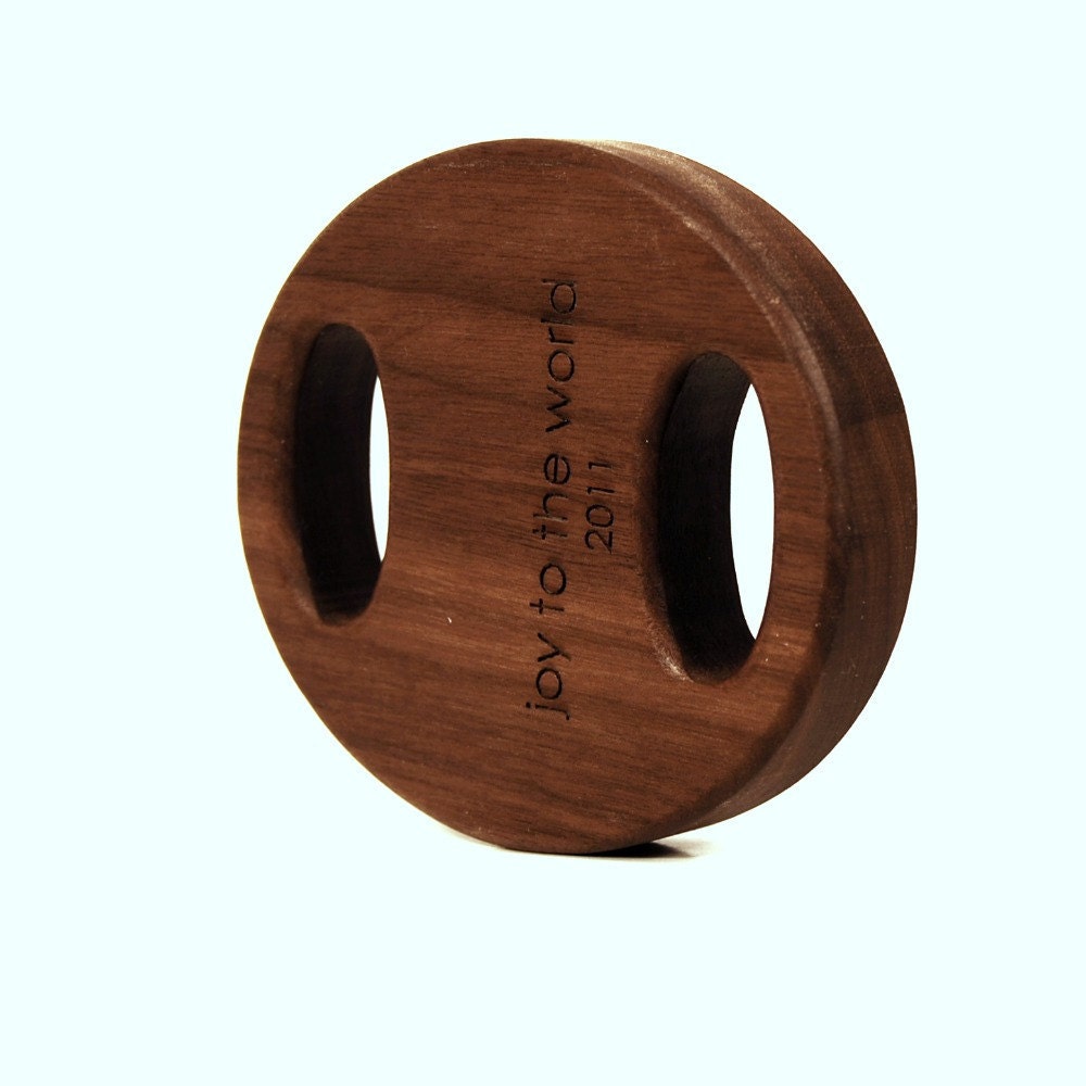 personalized toy baby rattle, wooden walnut baby gift