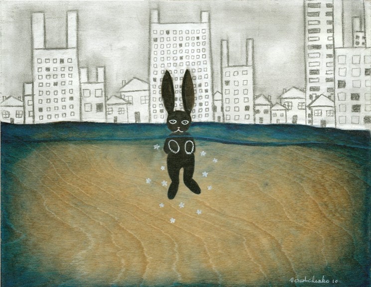 Escape from rabid city - original painting